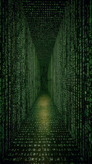 Digital Matrix Tunnel - Premium iPhone Lock Screen Wallpaper
