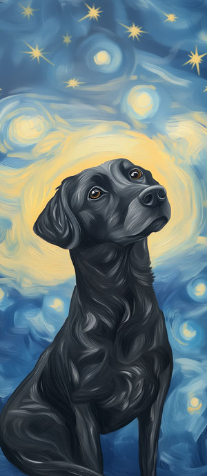 Starry Night Black Labrador