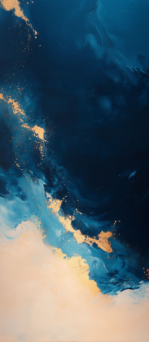 Blue Gold Fluid Art