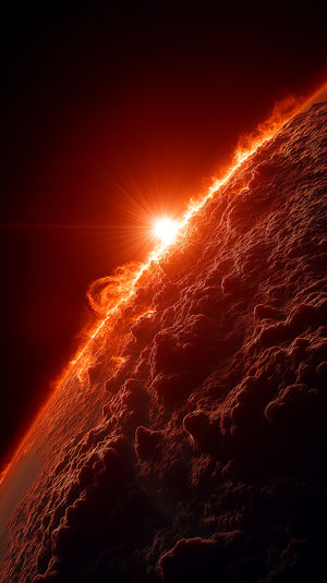 Fiery Solar Horizon - Premium iPhone Lock Screen Wallpaper