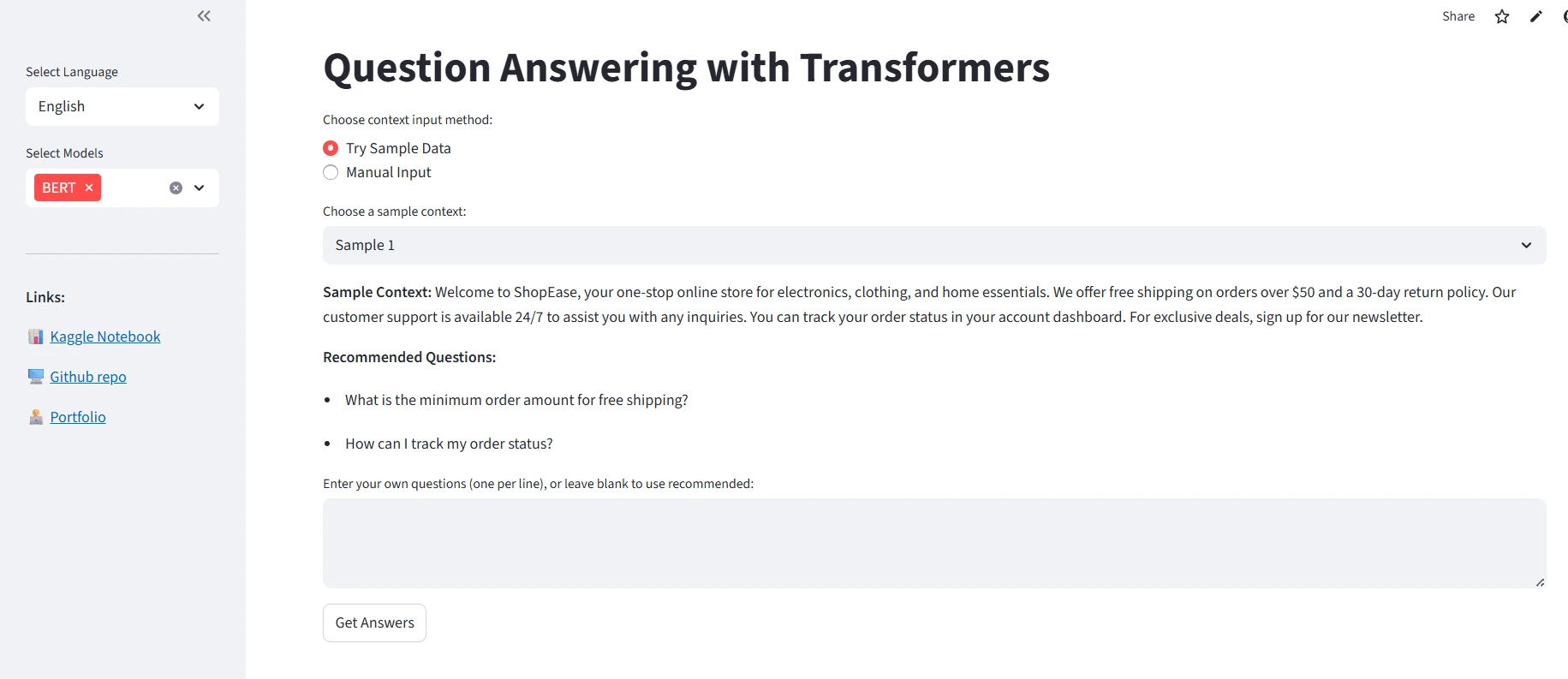 Question-Answering-with-Transformers