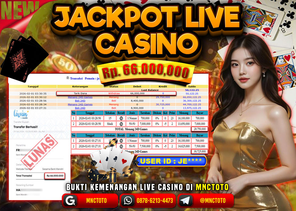 MNCTOTO JACKPOT LIVE GAME 24D GAMES Rp.66.000.000,- LUNAS
