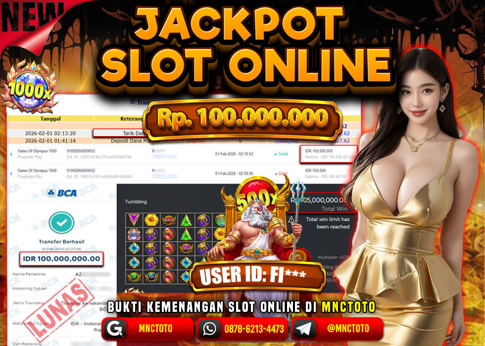 MNCTOTO JACKPOT SLOT GATES OF OLYMPUS 1000 Rp. 100.000.000,- LUNAS