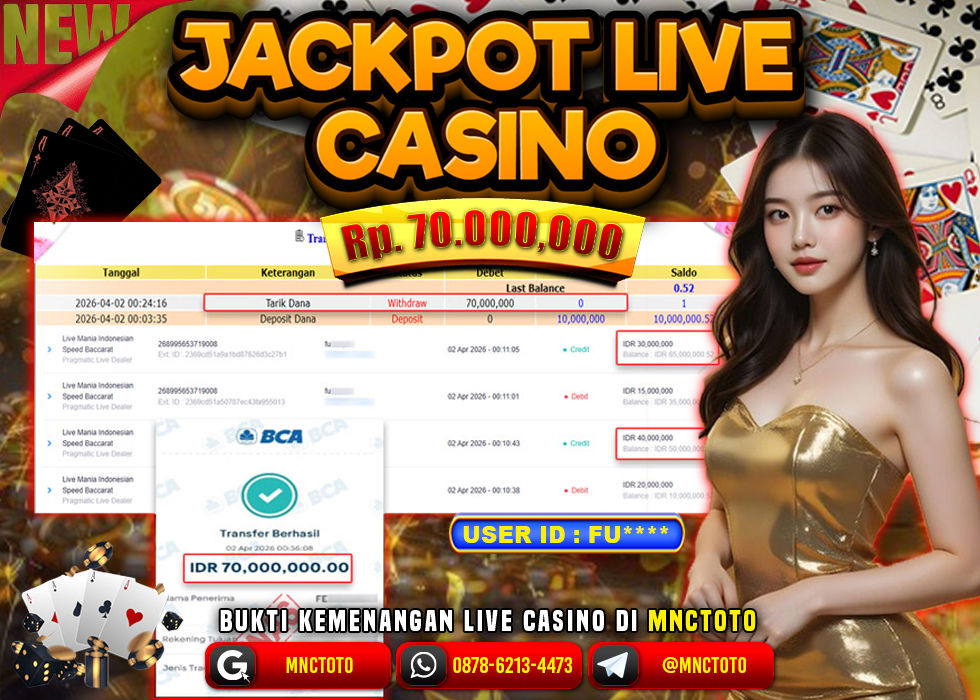 MNCTOTO JACKPOT PRAGMATIC LIVE GAMES Rp.70.000.000,- LUNAS