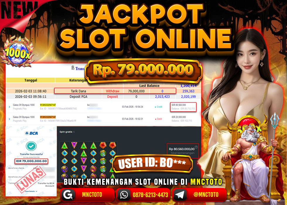 MNCTOTO JACKPOT SLOT GATES OF OLYMPUS 1000 Rp. 79.000.000,- LUNAS
