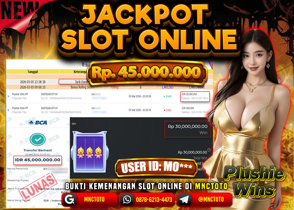 MNCTOTO JACKPOT SLOT PLUSHIE WINS Rp. 45.000.000,- LUNAS