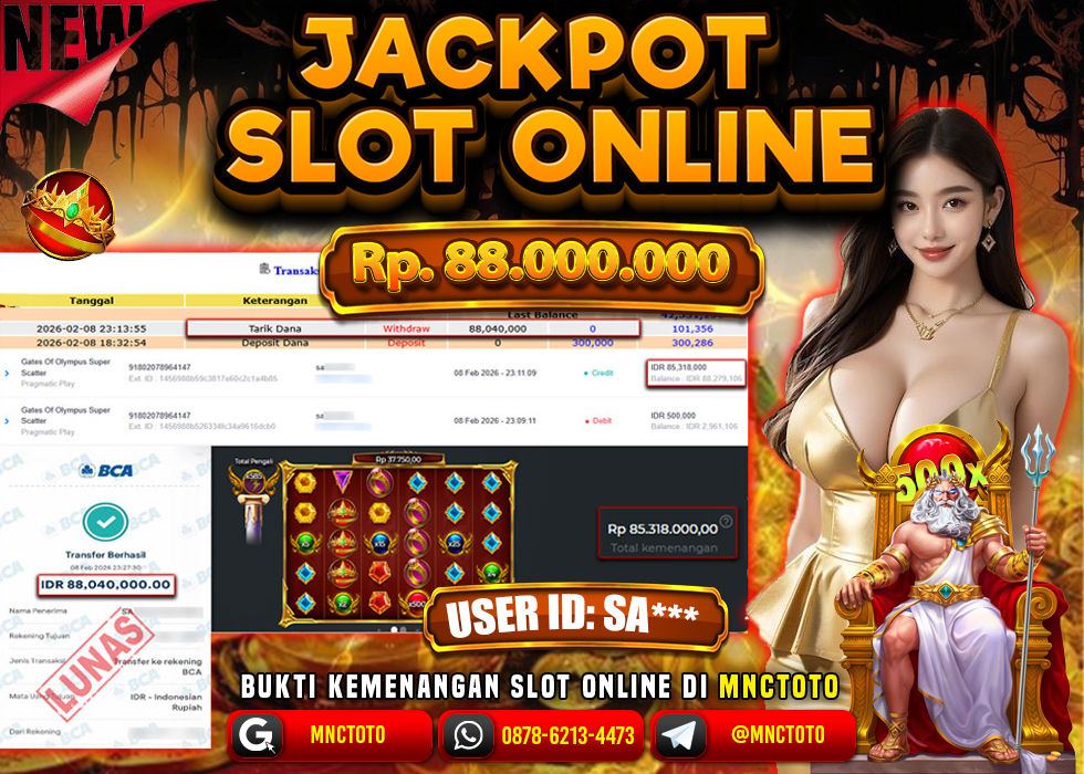 MNCTOTO JACKPOT SLOT GATES OF OLYMPUS SUPER SCATTER Rp. 88.000.000,- LUNAS