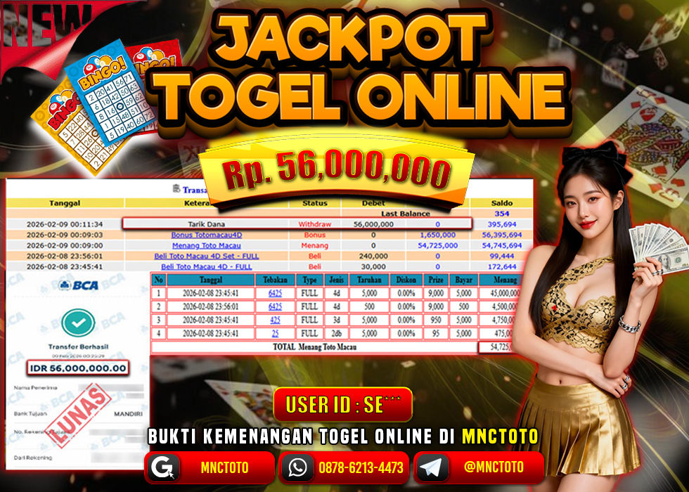 MNCTOTO JACKPOT TOGEL PASARAN TOTO MACAU Rp.56.000.000,- LUNAS