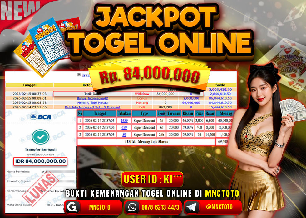 MNCTOTO JACKPOT TOGEL PASARAN TOTO MACAU 4D Rp.84.000.000,- LUNAS