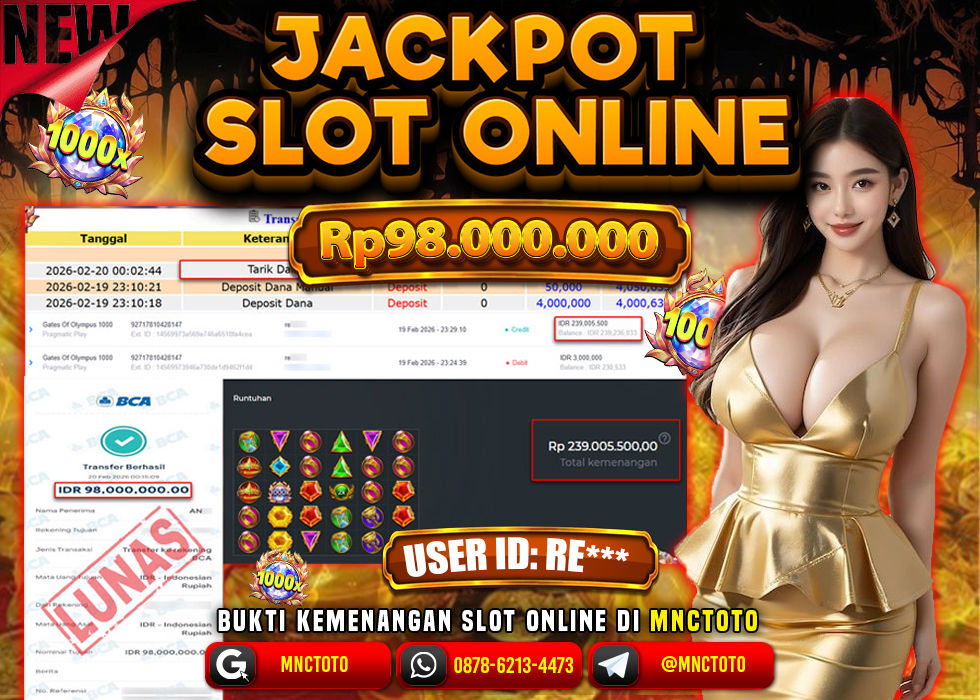 MNCTOTO JACKPOT SLOT GATES OF OLYMPUS 1000 Rp. 98.000.000,- LUNAS