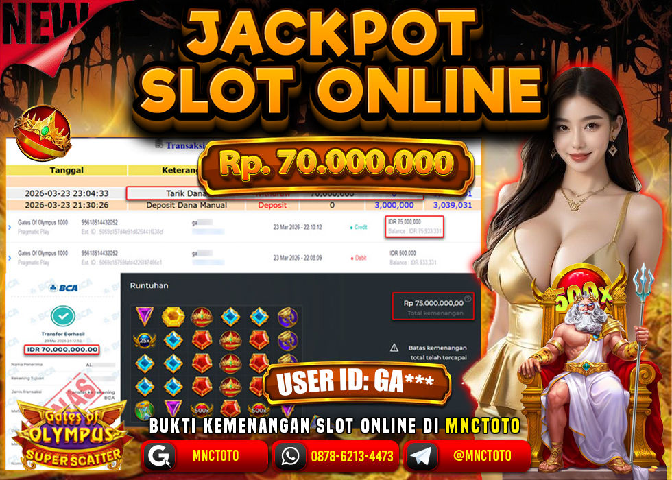 MNCTOTO JACKPOT SLOT GATES OF OLYMPUS SUPER SCATTER Rp. 70.000.000,- LUNAS
