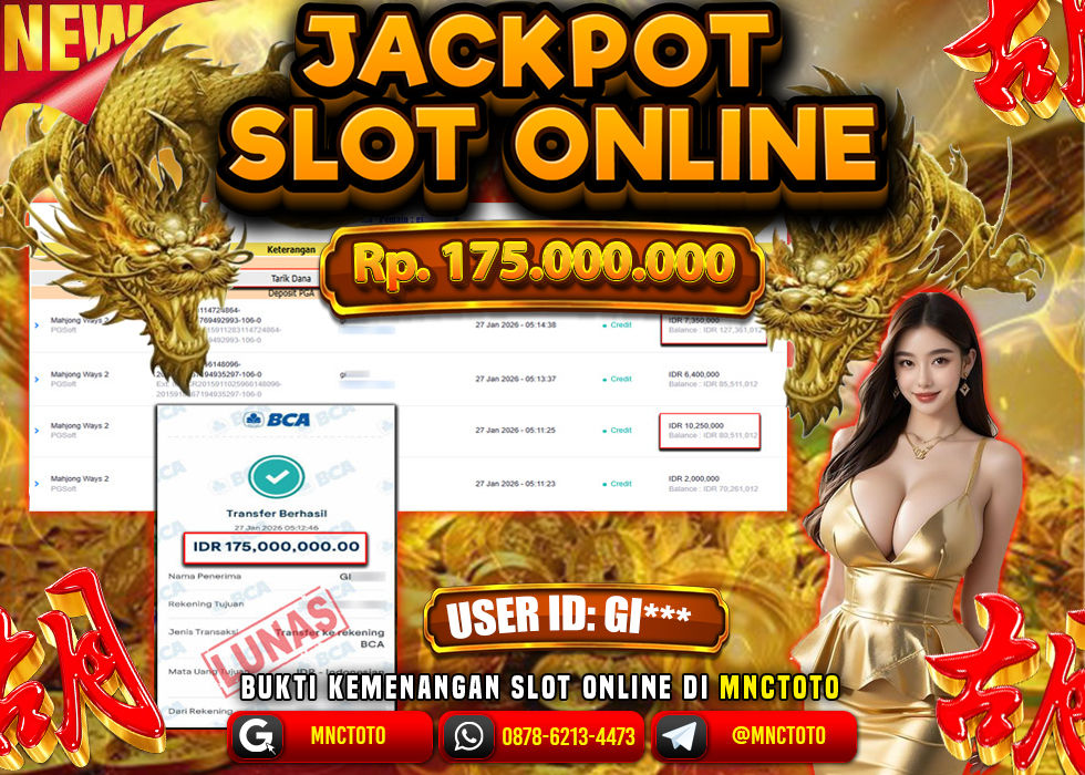 MNCTOTO JACKPOT SLOT MAHJONG WAYS Rp. 175.000.000,- LUNAS