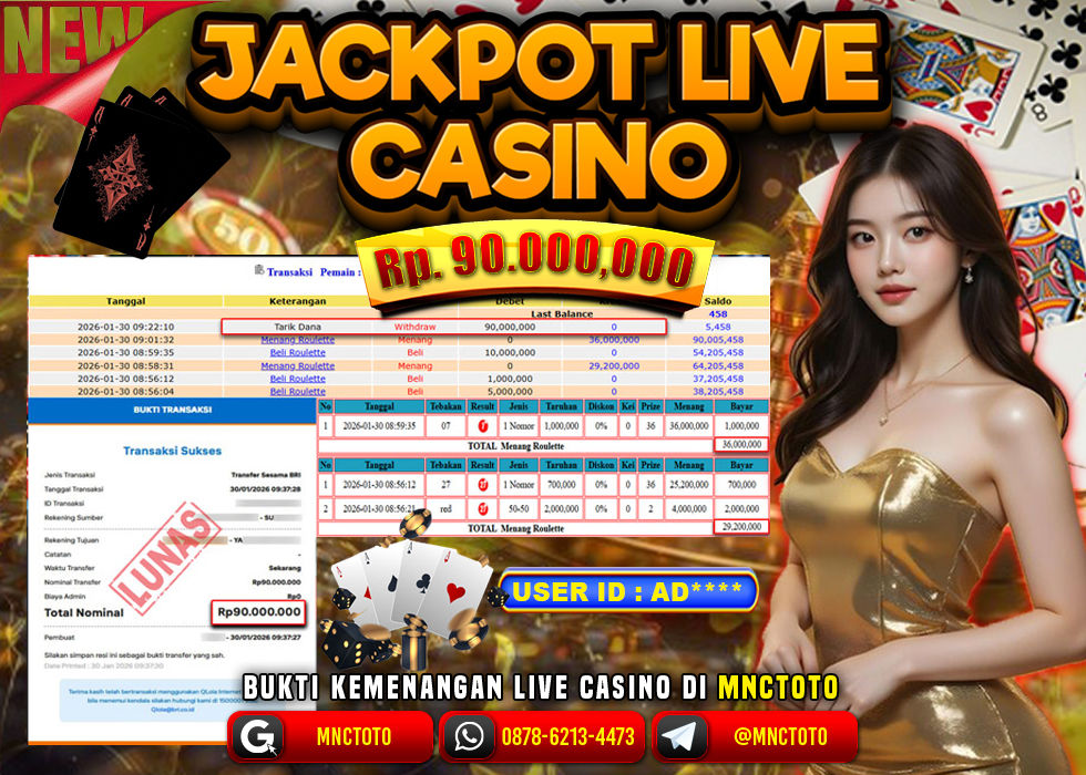 MNCTOTO JACKPOT LIVE GAME ROULETTE Rp.90.000.000,- LUNAS