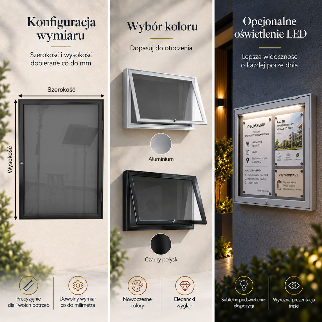 Zewnętrzna gablota ogłoszeniowa magnetyczna na wymiar – zawieszana - miniatura 2