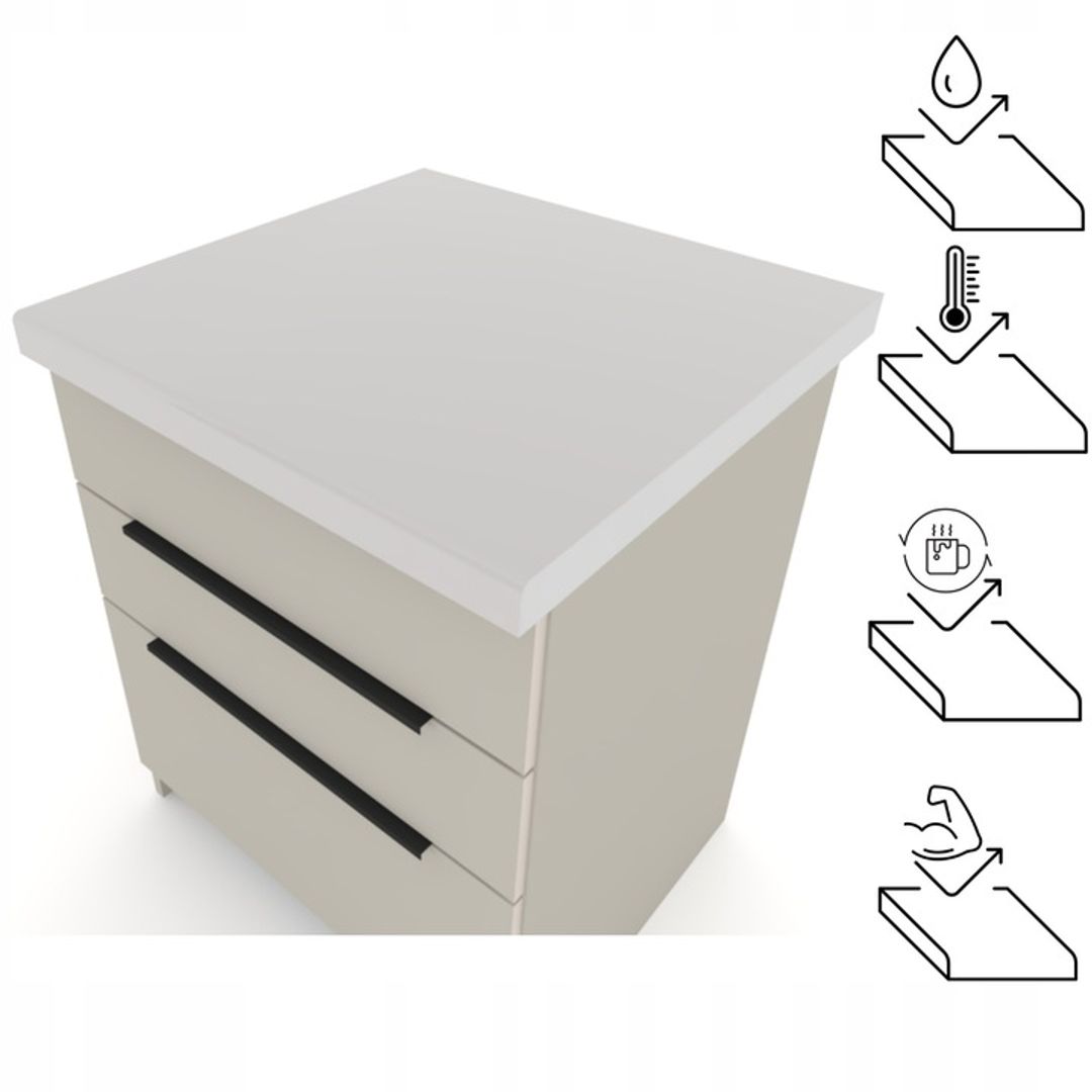 Blat Kuchenny | Roboczy | Głębokość 60 cm | Grubość 3,8 cm - BIAŁY - Konfigurator na wymiar - miniatura 2