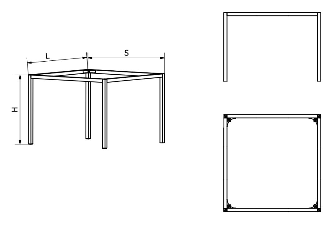 Aluminiowy stelaż pod stół STANDARD (profil 30x30) – Konfiguracja na wymiar - miniatura 4