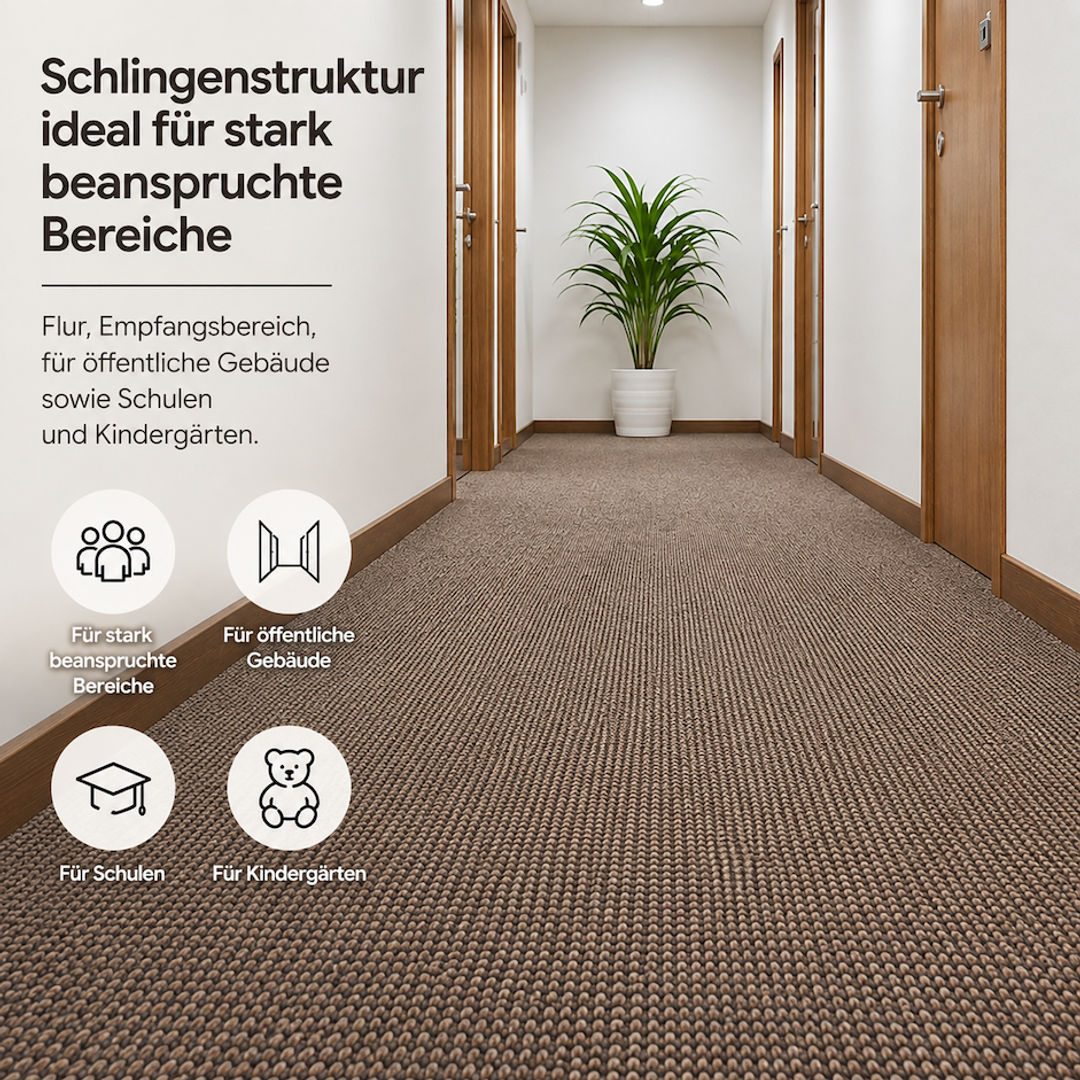 Schlingen-Teppichboden Herkules + Elba nach Maß – strapazierfähiger Kurzflor - miniatura 8