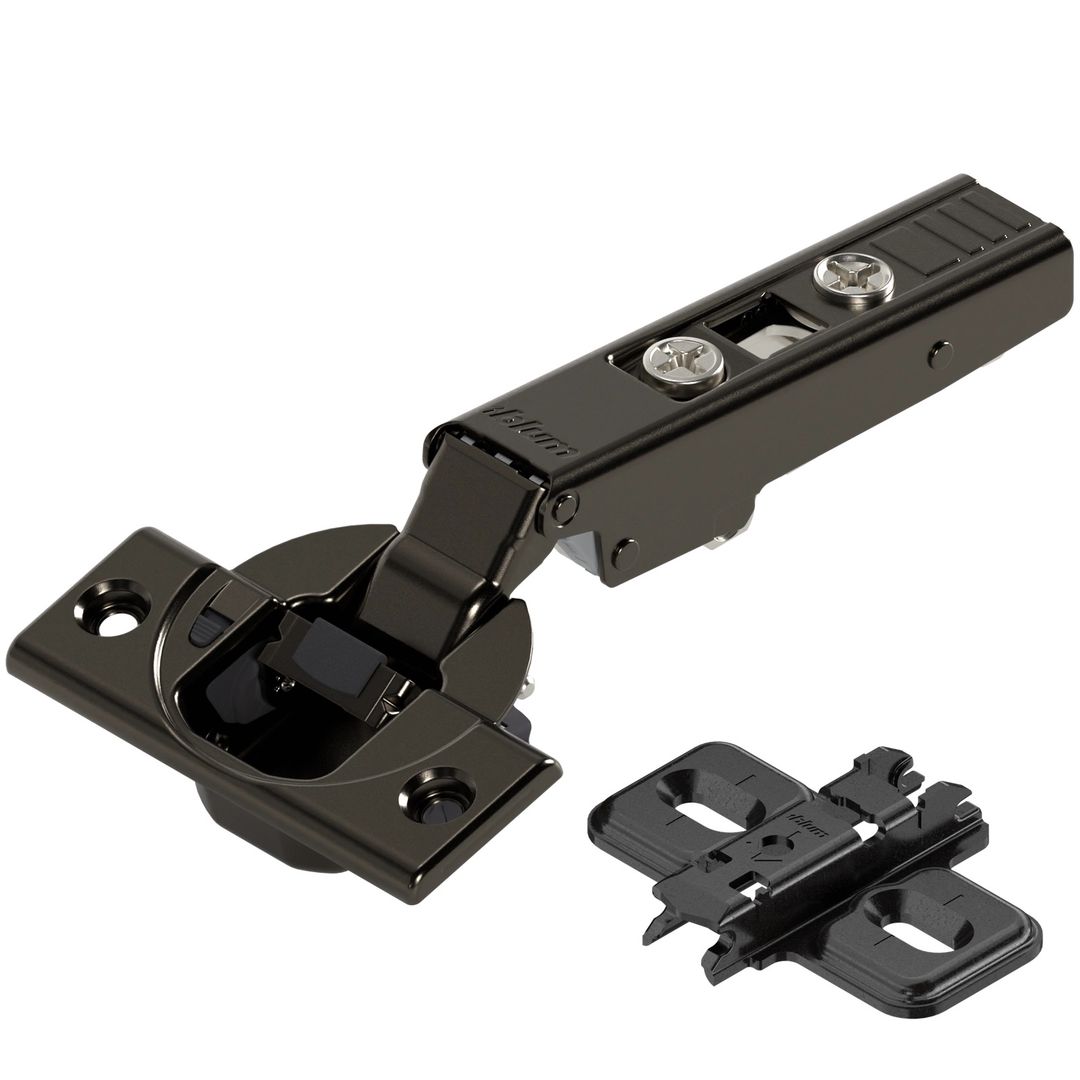 Zawias nakładany | Do szerokich ramek | Z dociągiem | Clip | Onyx 71B3550 + Prowadnik 173L6100 - Blum