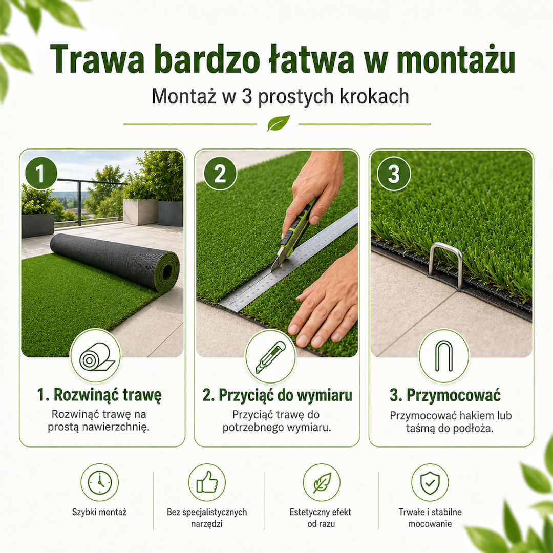 Sztuczna trawa na wymiar – na balkon, taras i do ogrodu - miniatura 7