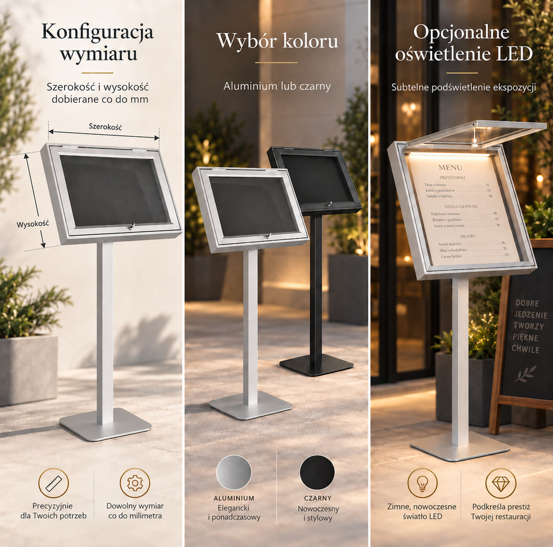 Zewnętrzna gablota na menu magnetyczna na wymiar – wolnostojąca - miniatura 2