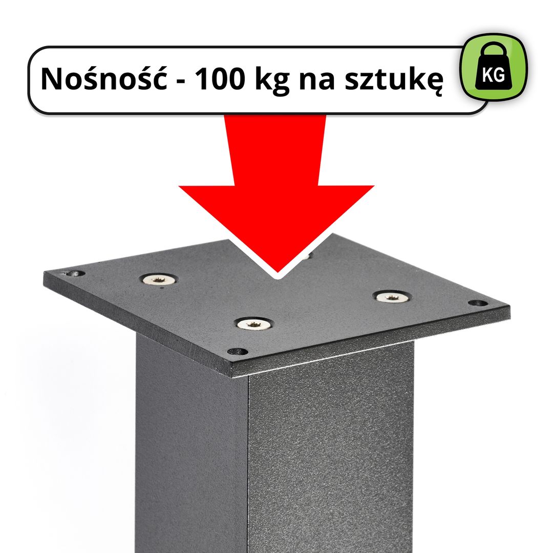4 x Aluminiowa Noga Stołowa STRONG + Wkręty - Konfigurator - miniatura 3