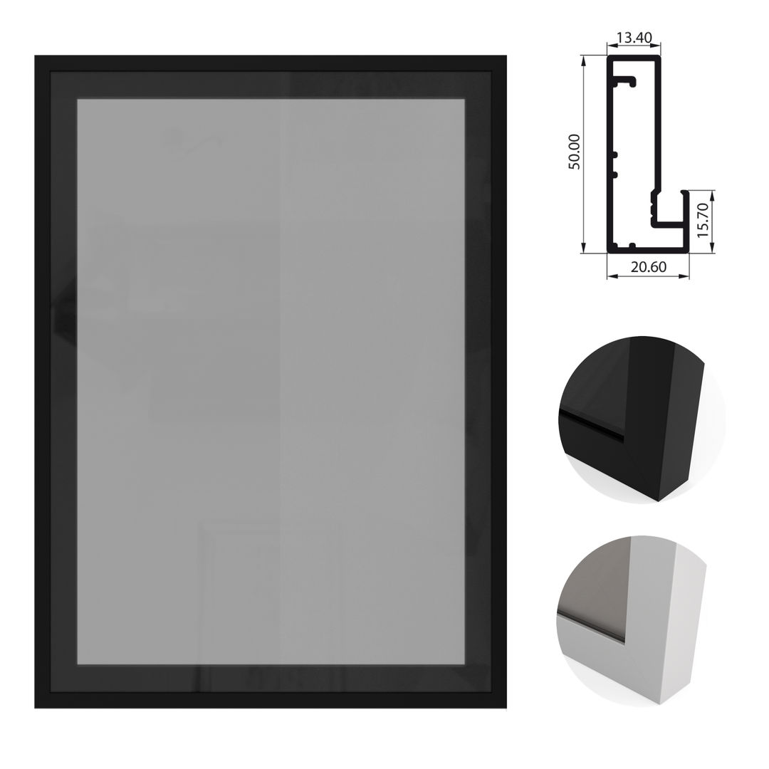 Front meblowy - ramka aluminiowa A4 ze szkłem - Konfigurator - Alusfera