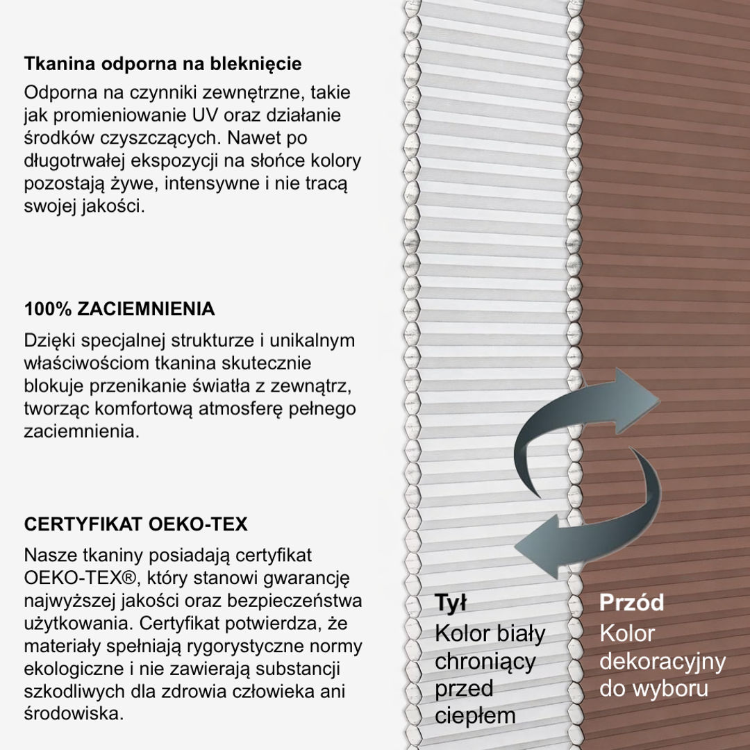 Plisa Okienna HONEYCOMB PREMIUM - Roleta plisowana TERMOIZOLACYJNA + BLACKOUT - Konfigurator rolet - miniatura 4