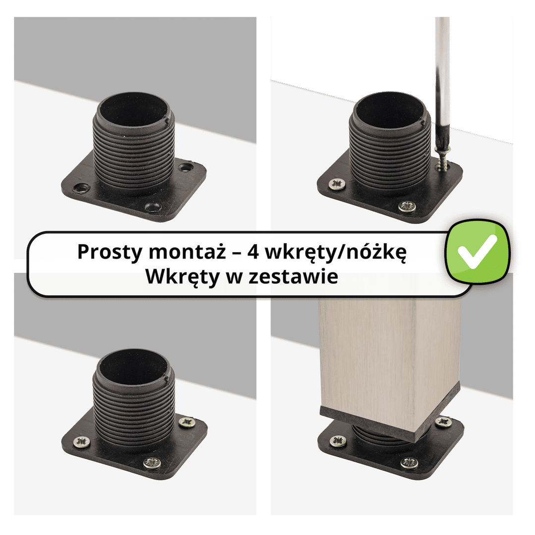 1 x Aluminiowa Noga Nóżka Meblowa Do Mebli BASIC + Wkręty - Konfigurator - miniatura 4