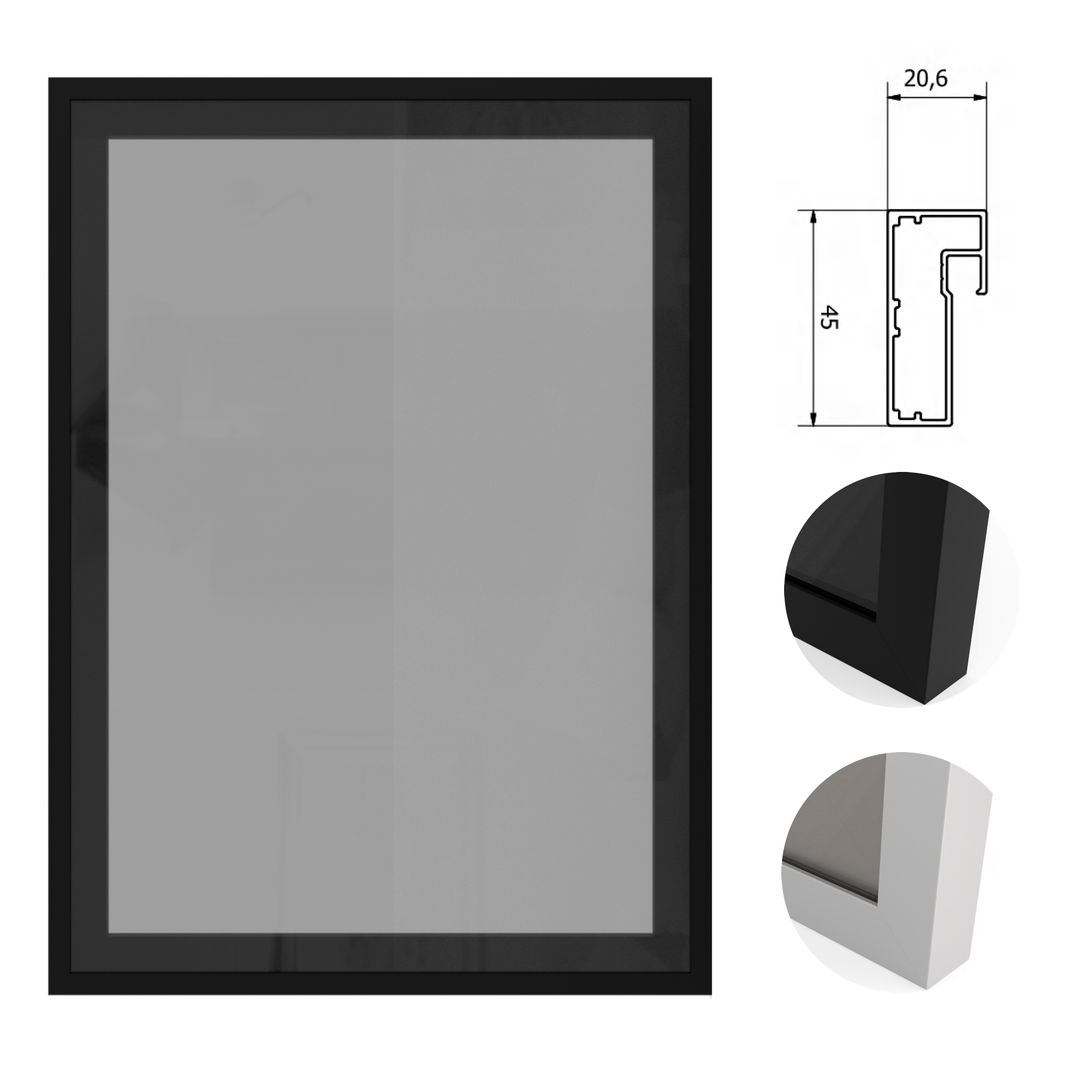 Front meblowy - ramka aluminiowa A4 ze szkłem - Konfigurator na wymiar