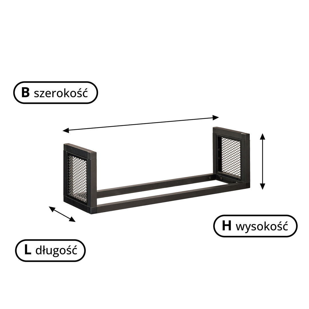 Aluminiowy stelaż LOFT MultiConnect - Półka pojedyncza z siatką dekoracyjną - Konfigurator na wymiar - miniatura 2