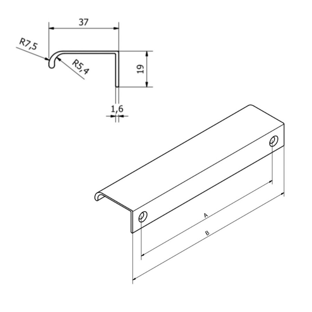 FEST FE8 - Aluminiowy uchwyt meblowy krawędziowy do mebli + wkręty - miniatura 4
