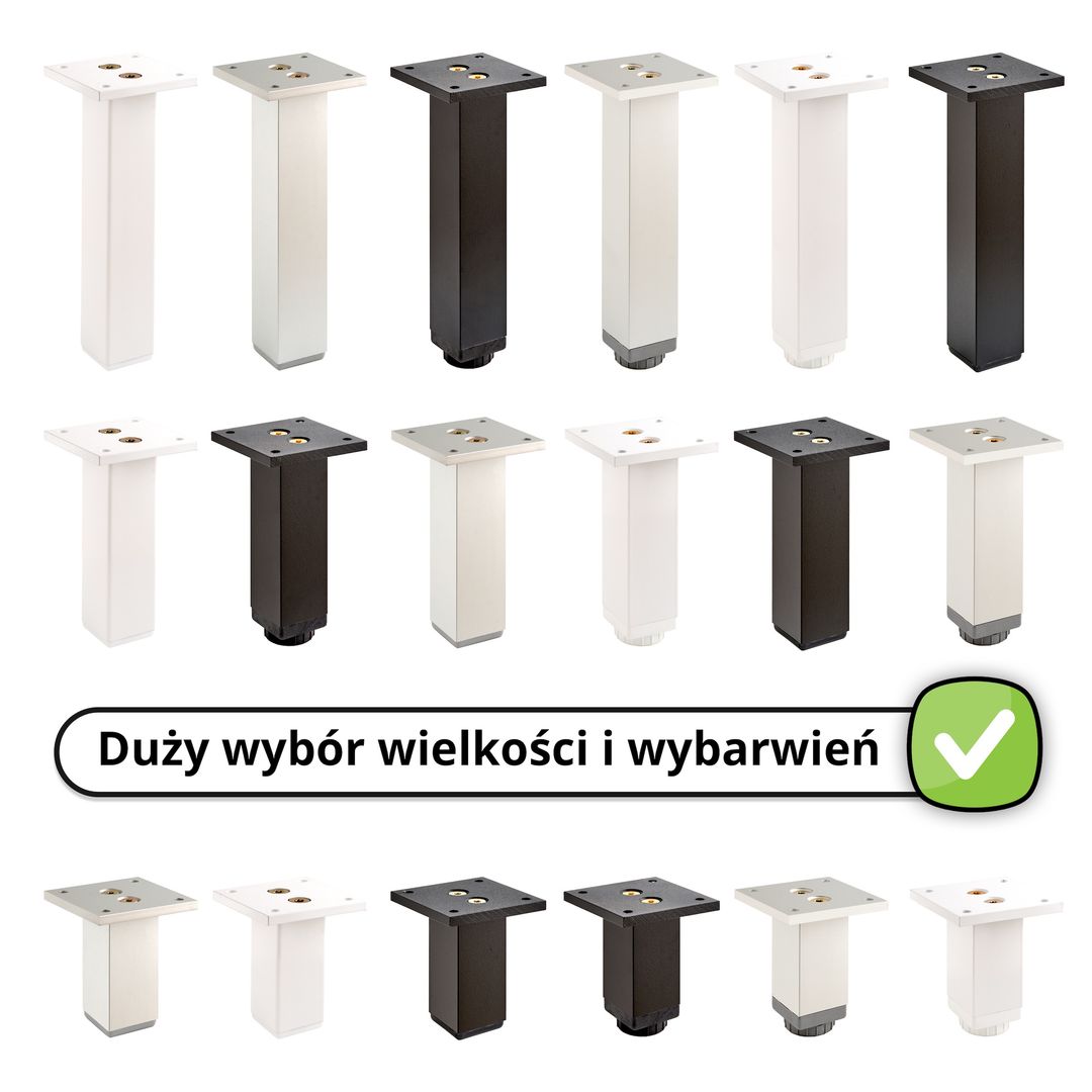 1 x Aluminiowa Noga Nóżka Meblowa Do Mebli STANDARD + Wkręty - Konfigurator - miniatura 7
