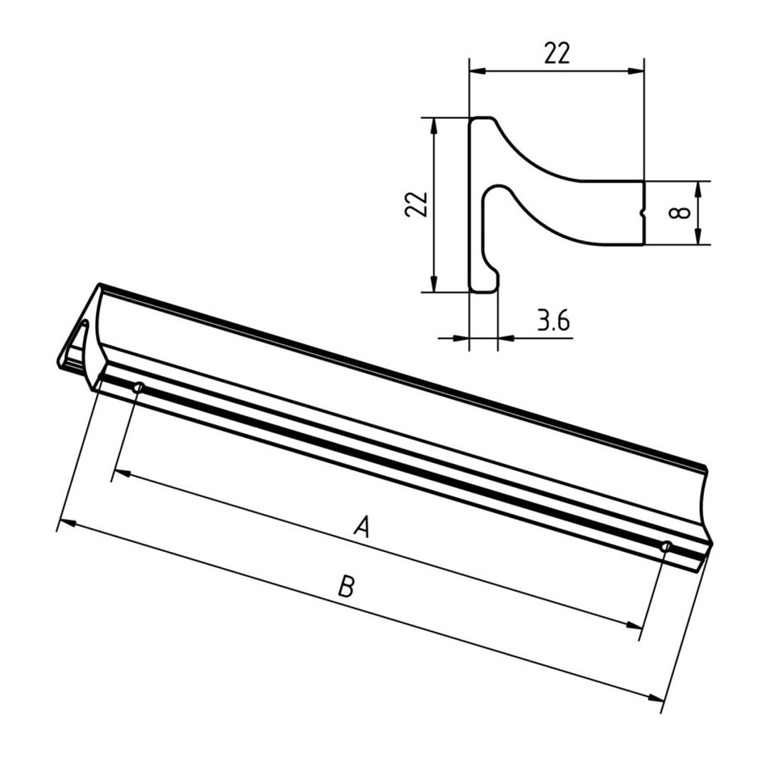 FEST FE7 - Aluminiowy uchwyt meblowy przykręcany do mebli + wkręty - miniatura 5