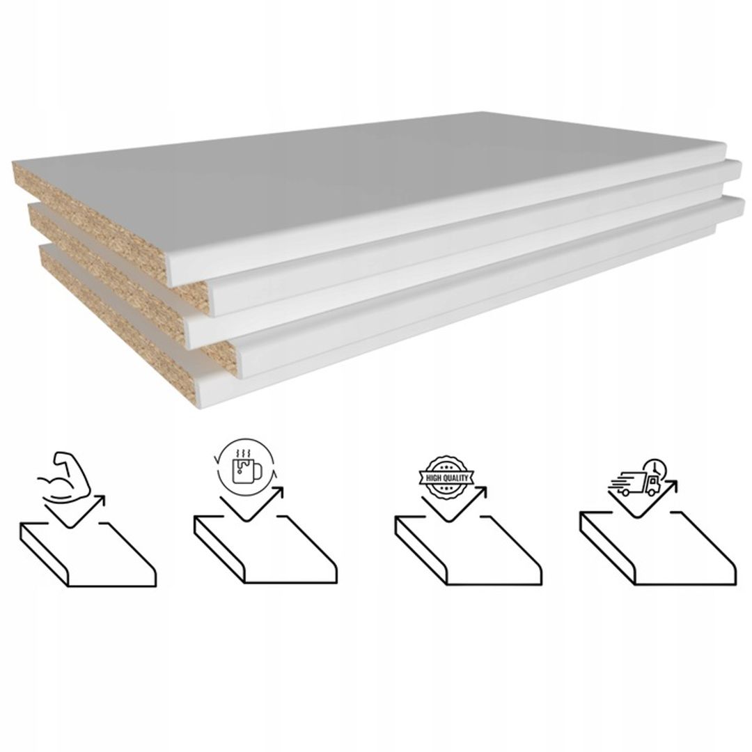 Półka | Formatka | Płyta meblowa 18 mm - BIAŁA - Konfigurator na wymiar - miniatura 2