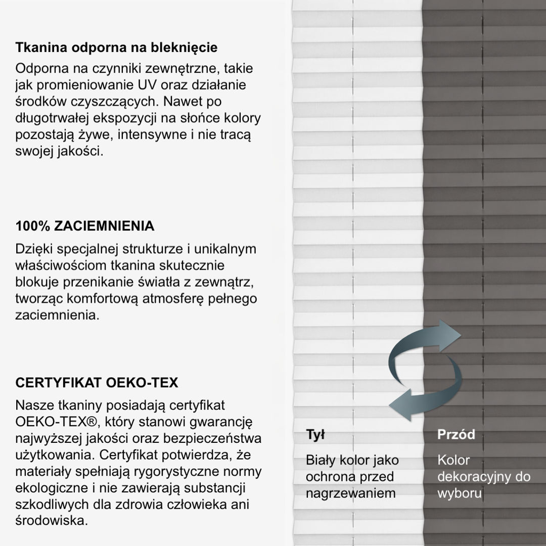 Plisa Okienna Zaciemniająca | Typ BLACKOUT NORMAL | Roleta plisowana - Konfigurator na wymiar - miniatura 4