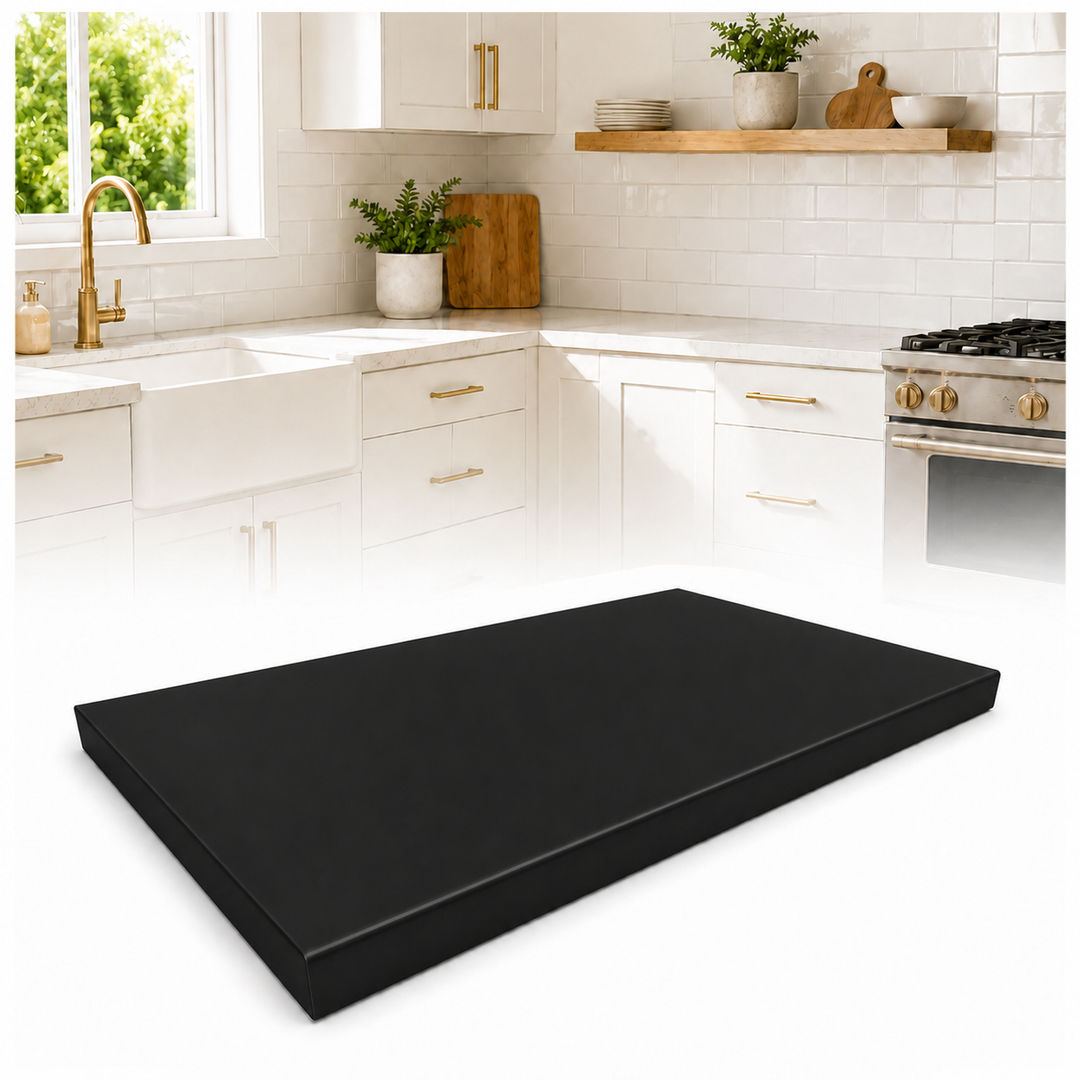 Küchenarbeitsplatte nach Maß zugeschnitten – Schwarz matt – Breite 60 cm – Stärke 3,8 cm - domiro