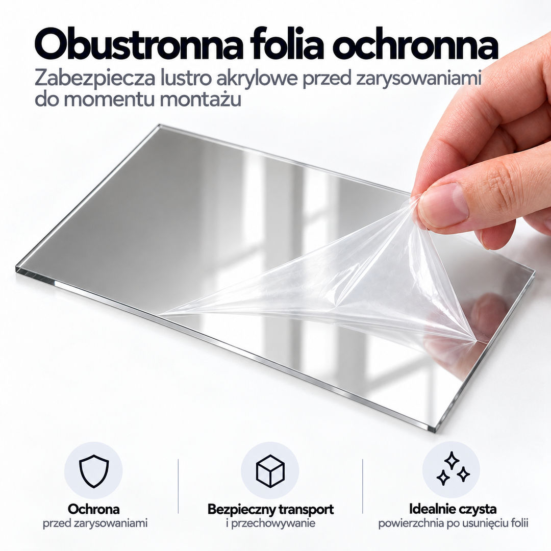 Lustro akrylowe srebrne 2 mm na wymiar – pleksi PMMA cięta laserowo - miniatura 3