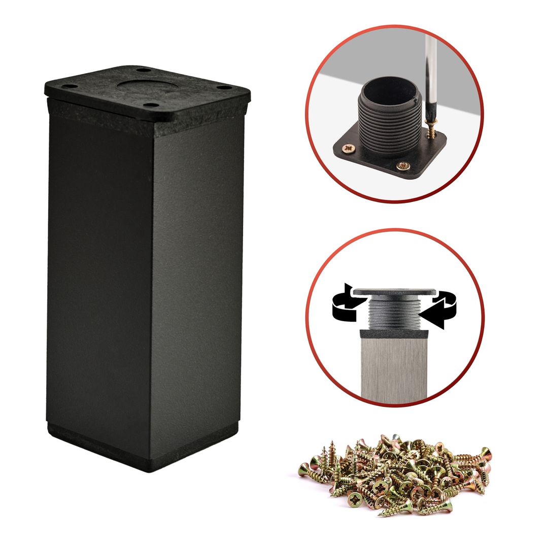 1 x Aluminiowa Noga Nóżka Meblowa Do Mebli BASIC + Wkręty - Konfigurator - Alusfera