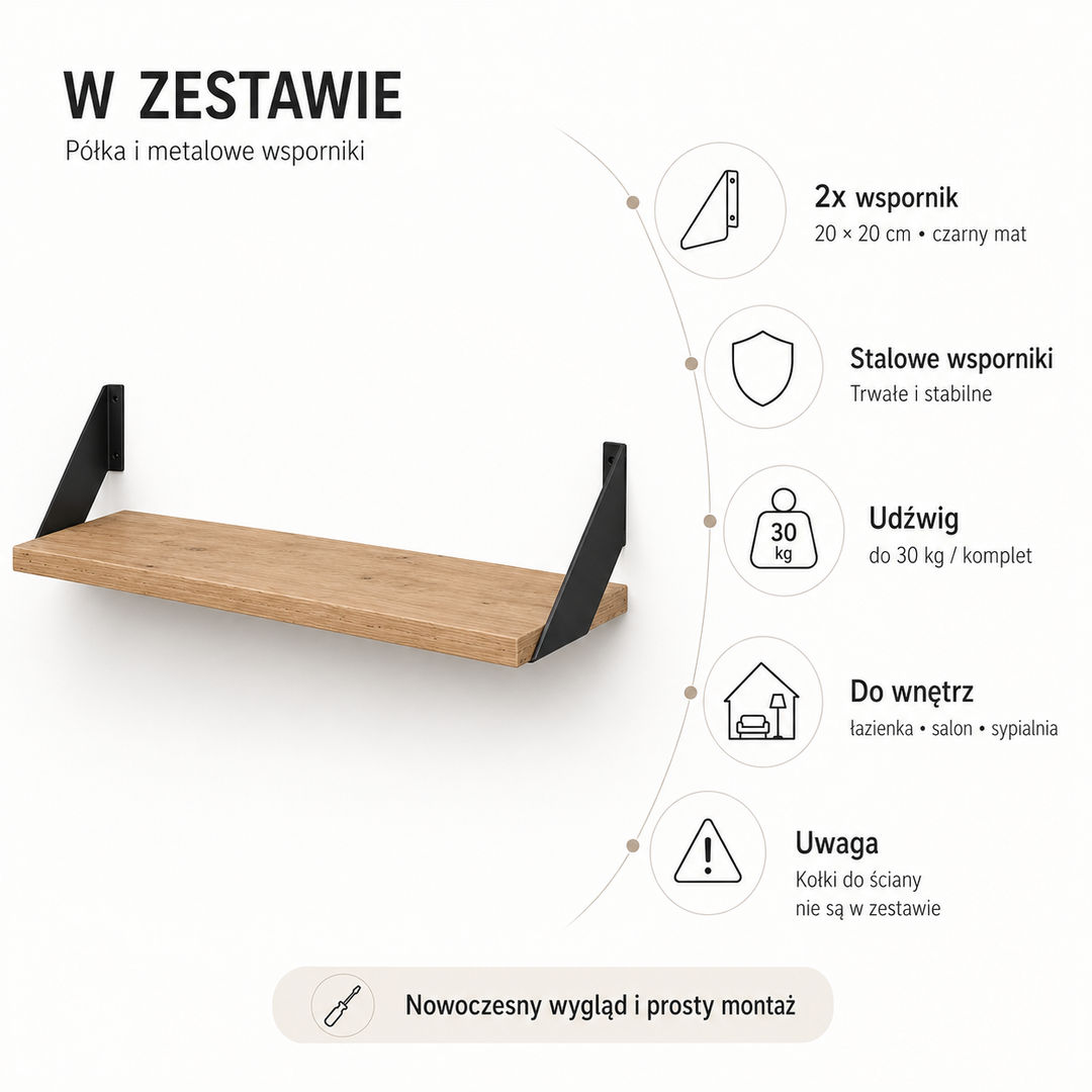 Półka na wymiar ze wspornikami - wenge - grubość 1,8 cm - miniatura 3