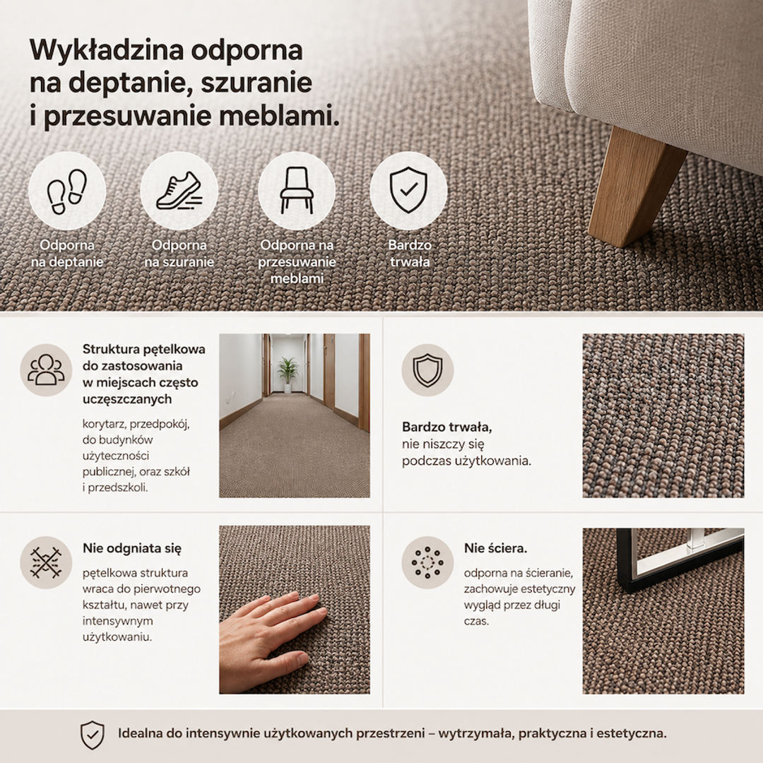 Wykładzina dywanowa supełkowa Herkules + Elba na wymiar – trwałe runo pętelkowe - miniatura 4