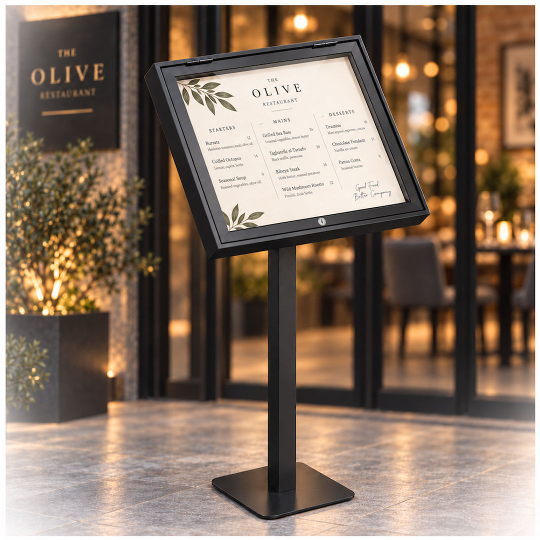 Zewnętrzna gablota na menu magnetyczna na wymiar – wolnostojąca - Alusfera
