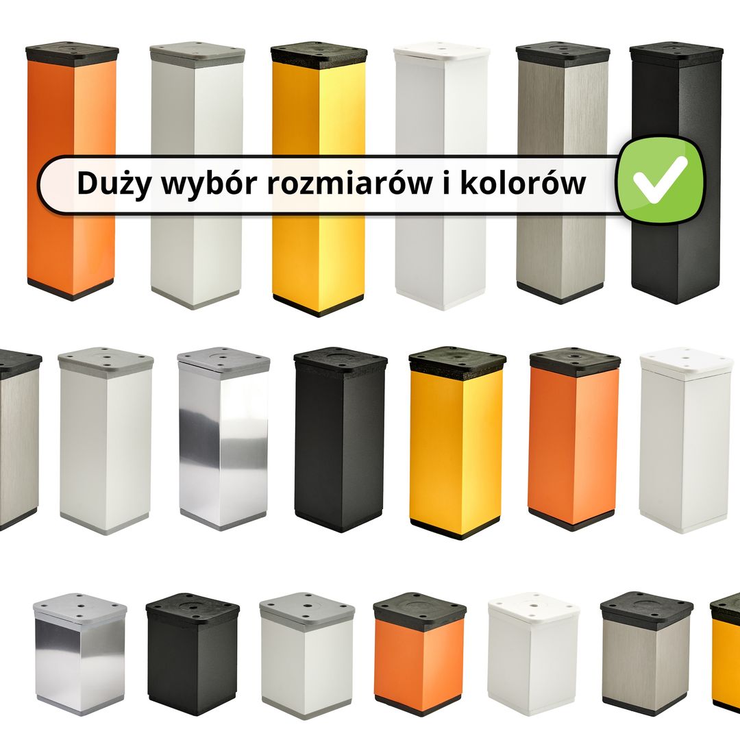 8 x Aluminiowa Noga Nóżka Meblowa Do Mebli BASIC + Wkręty - Konfigurator - miniatura 8