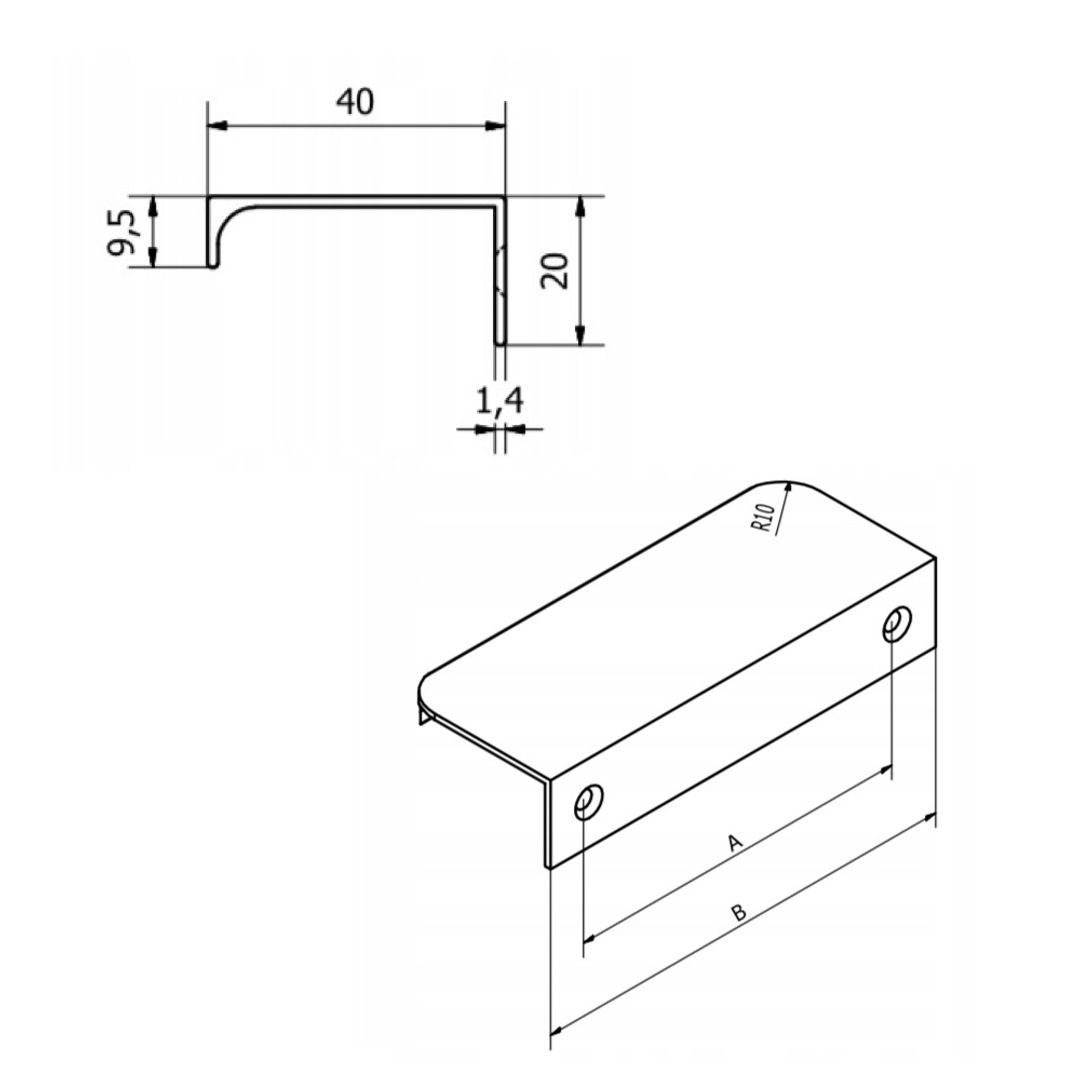 FEST FE6 - Aluminiowy uchwyt meblowy krawędziowy do mebli + wkręty - miniatura 14