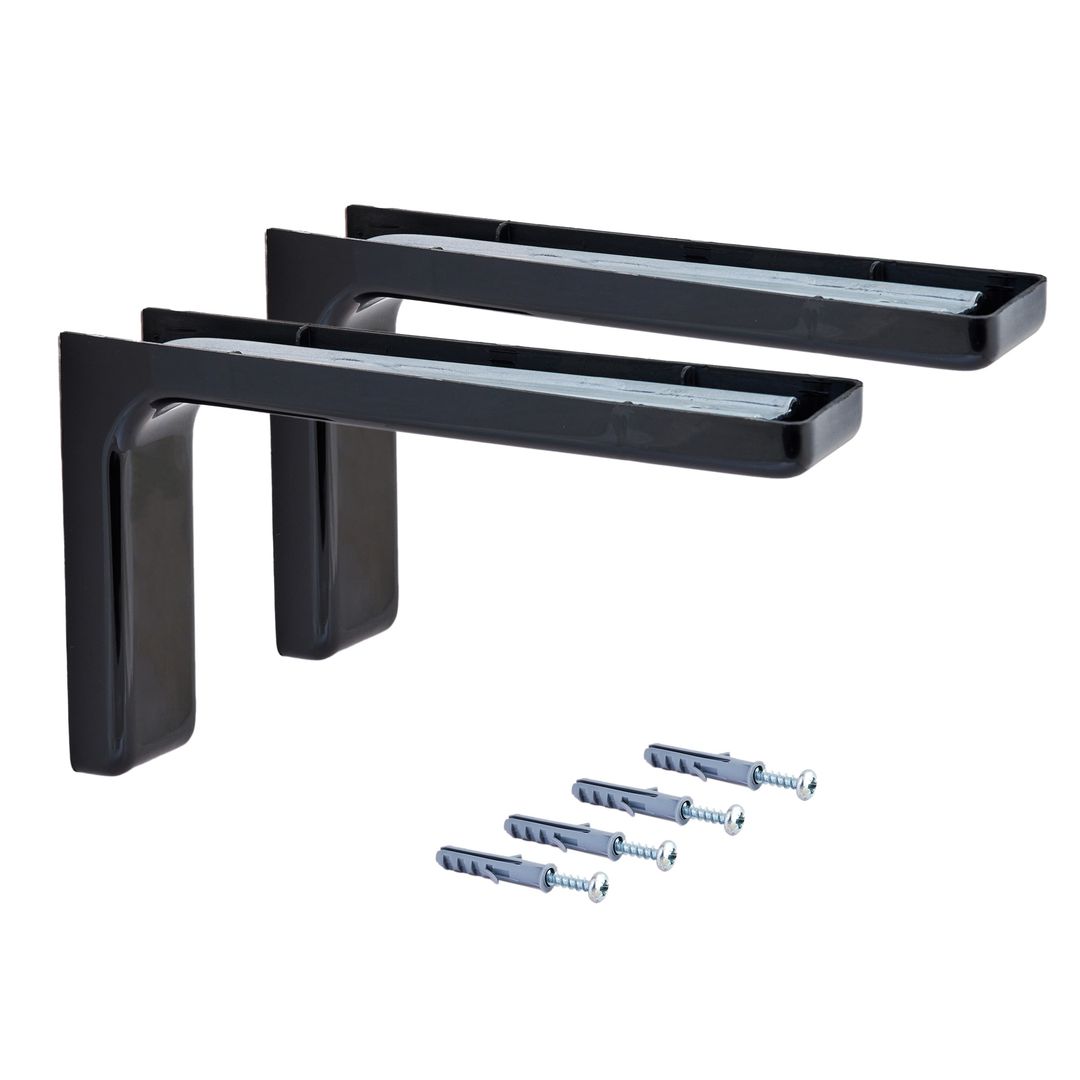 Wsporniki do półek ściennych - uchwyt do półek - komplet 2 sztuki + zaślepki + wkręty - miniatura 2