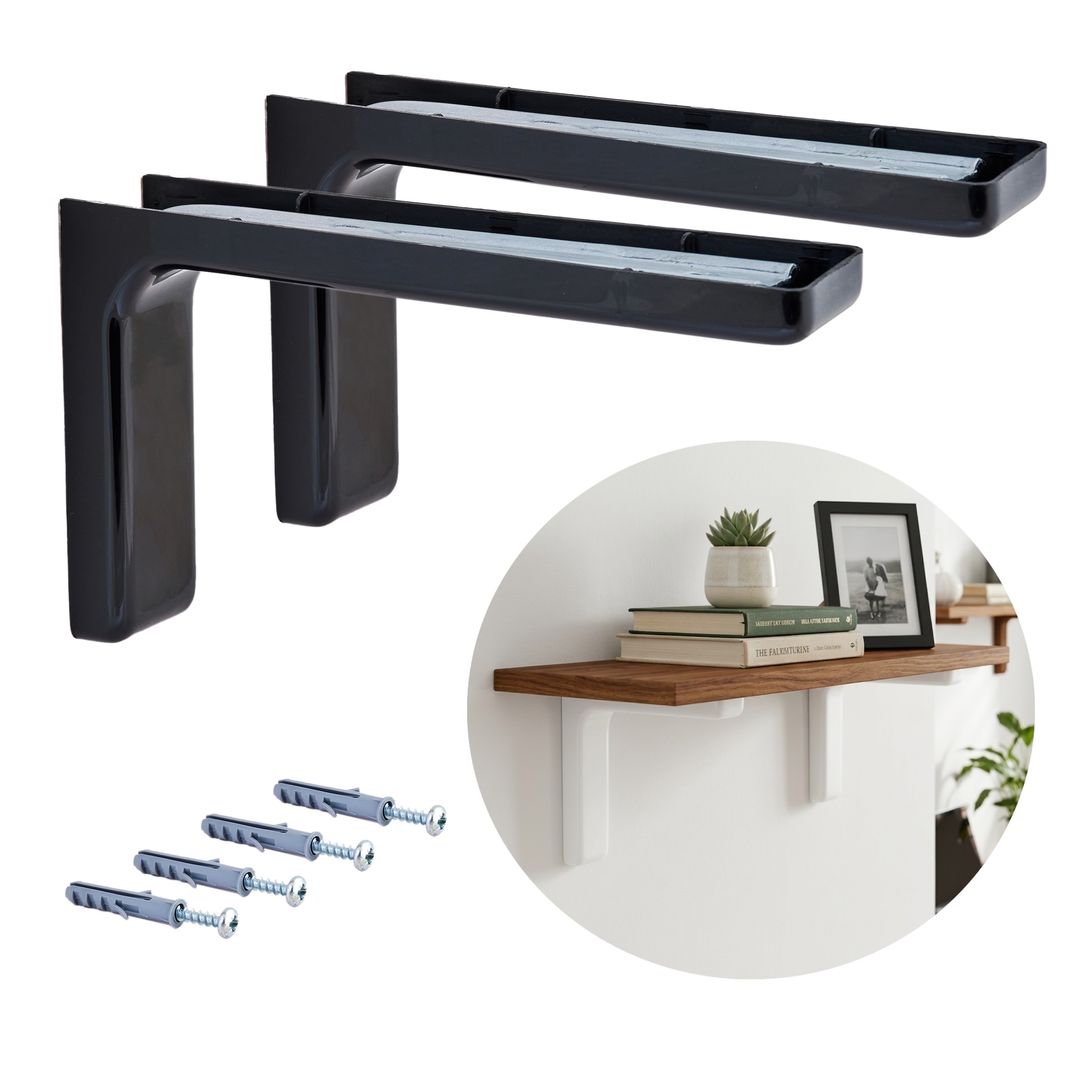 Wsporniki do półek ściennych - uchwyt do półek - komplet 2 sztuki + zaślepki + wkręty