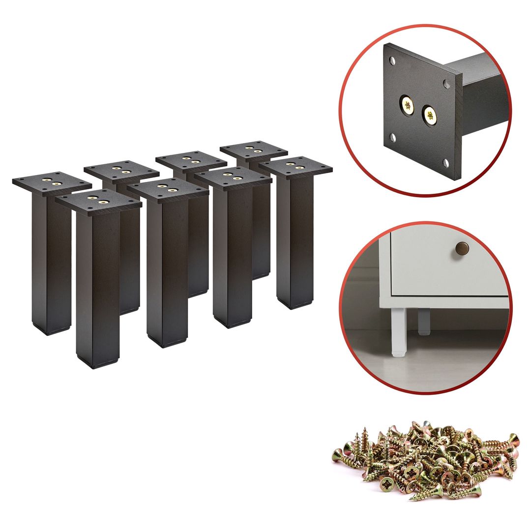 8 x Aluminiowa Noga Nóżka Meblowa Do Mebli STANDARD + Wkręty - Konfigurator - Alusfera