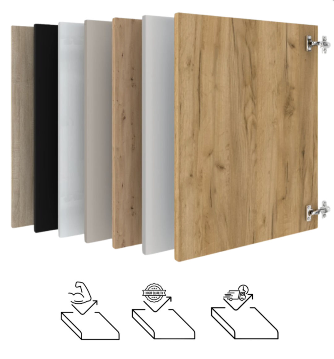 Drzwi | Fronty do szafek - CZARNY - Konfigurator na wymiar (Gratis 2 x Zawias + Gałka meblowa) - miniatura 2