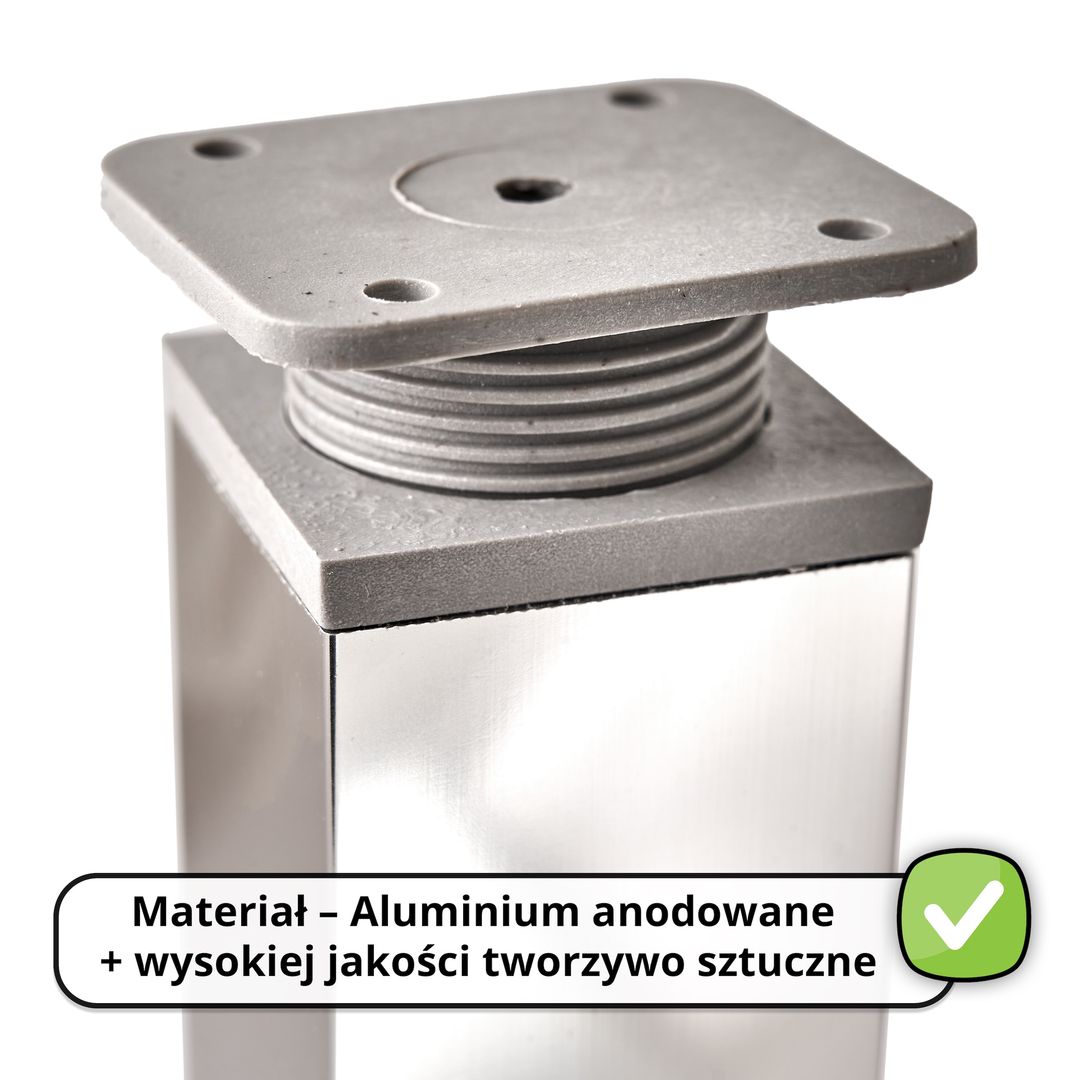 8 x Aluminiowa Noga Nóżka Meblowa Do Mebli BASIC + Wkręty - Konfigurator - miniatura 5