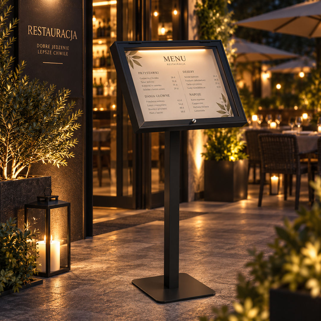 Zewnętrzna gablota na menu magnetyczna na wymiar – wolnostojąca - miniatura 7