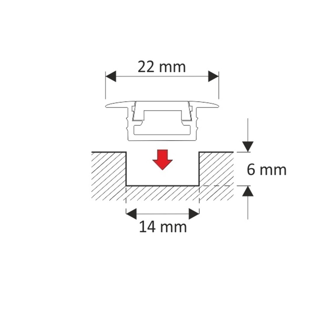Aluminiowy kanał LED | Profil wpuszczany + Klosz - Konfigurator na dowolny wymiar - miniatura 3